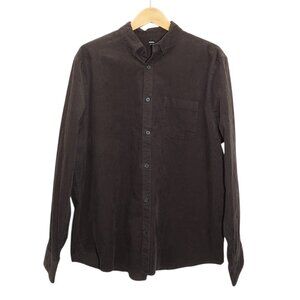 NWT Express Mens XL Corduroy Button Down Shirt Brown Casual Smart Fall Workwear